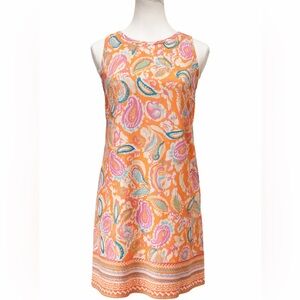 MSK Paisley Sleeveless Shift Dress Orange Pink Resort Size S NWT